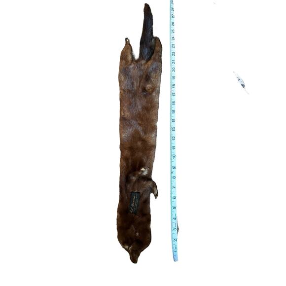 TANNED MINK PELT 29” Scarf Drape Stole Wrap Collar Natural Leather Taxidermy - Picture 8 of 16
